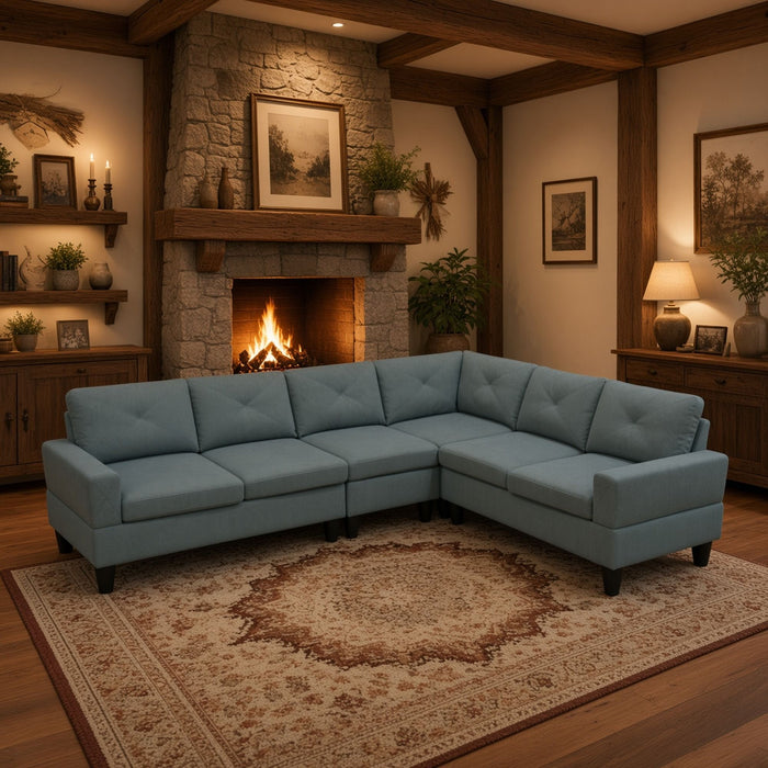 Modular L - Shaped Sectional Sofa 6 Seater 4 Piece Couch With Chaise