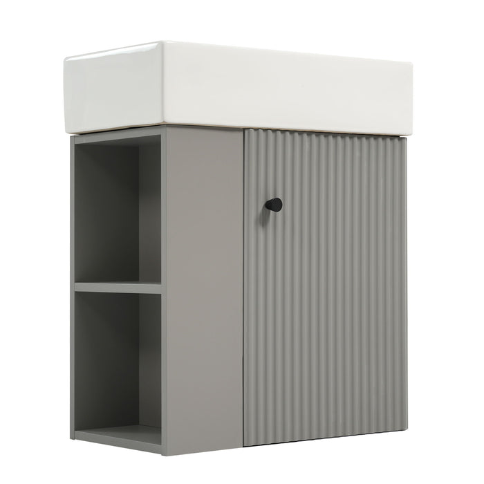 Modern Floating Bathroom Vanity With Ceramic Basin Perfect For Small Bathrooms