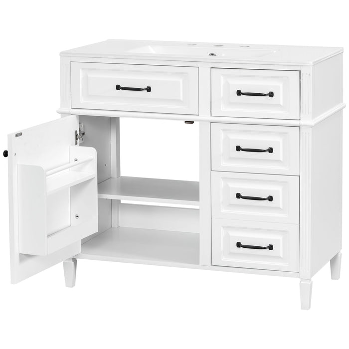 Modern Bathroom Vanity With Sink Top, Flip Drawer Design