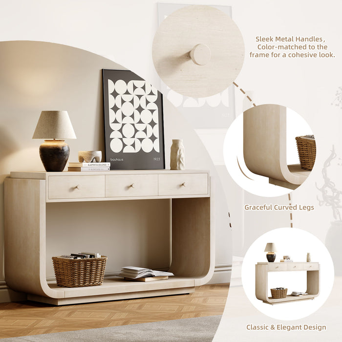 Console Table With 3 Drawers, Display Shelf