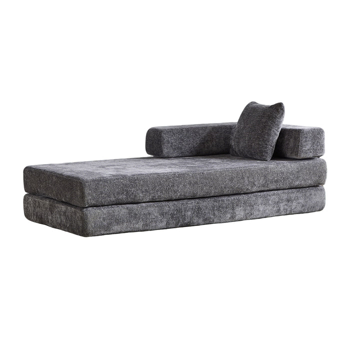Convertible Floor Sofa Bed With Pillow Back Support Armrest
