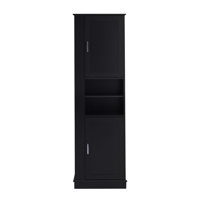 Tall Freestanding Bathroom Storage Cabinet With Adjustable Shelves And Side Hooks Board, Rectangle Design