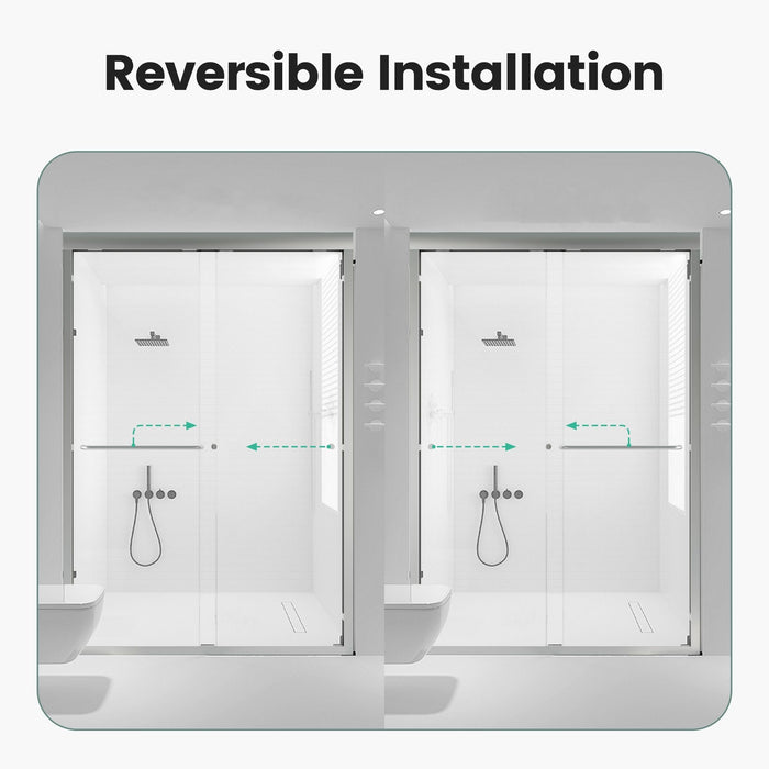 Semi Frameless Double Sliding Shower Door With Tempered Glass
