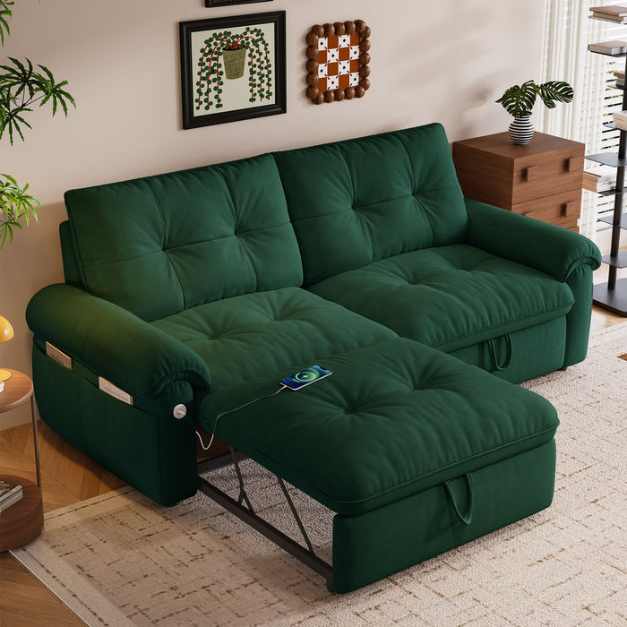 Cloud Like Convertible Sofa Bed For Living Rooms - Green