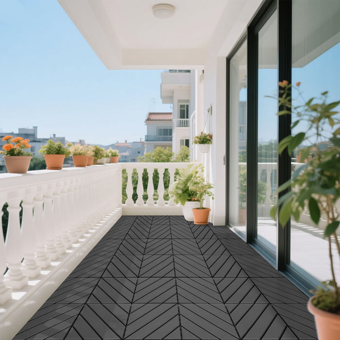Interlocking Decking Tiles, Waterproof Outdoor Indoor Flooring (Set of 44) - Dark Gray