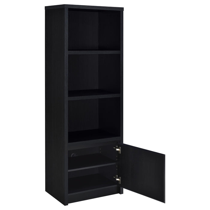 Sloat - 3 Shelf Media Tower With Cabinet Storage - Black
