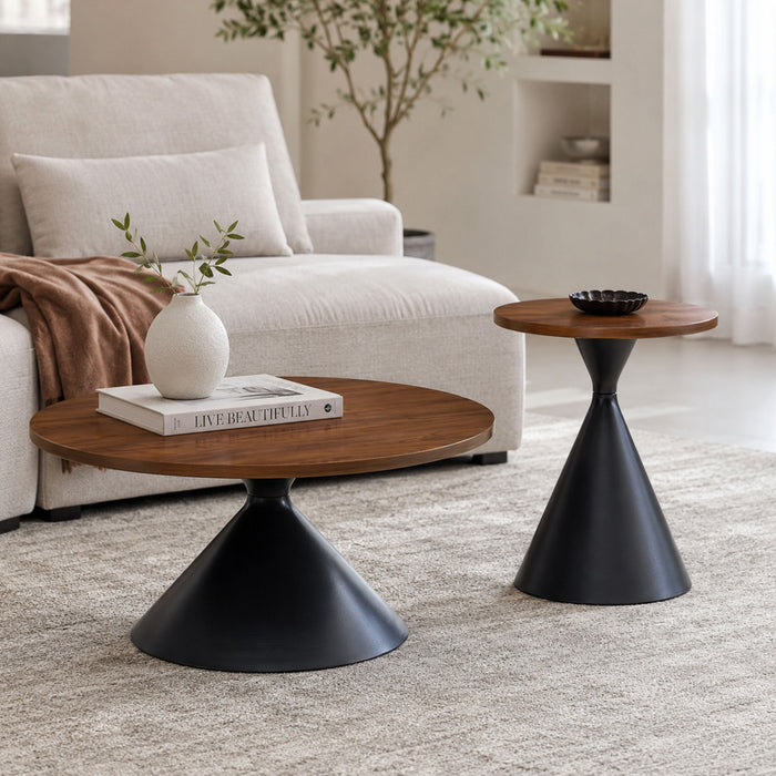2 Piece Coffee Round Table Set