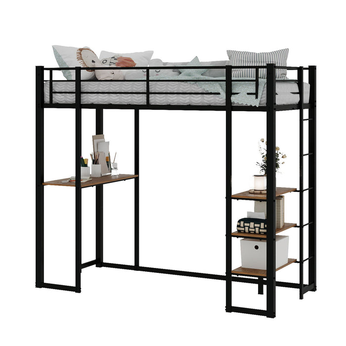 Bunk Bed With L-Shaped Desk And Dual Side Stairs