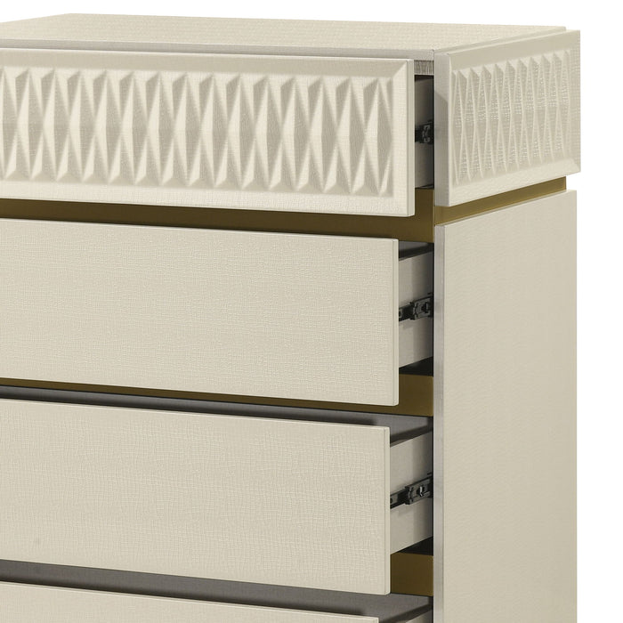 Stanley - 5 Drawer Chest With Crocodile Texture - Gray