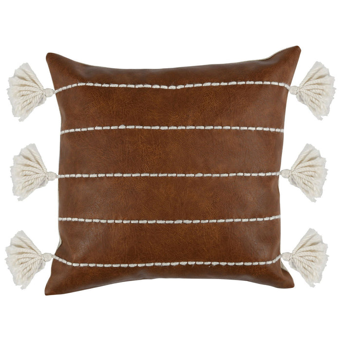 Ezekiel - DV Vegan Leather Pillow - Brown