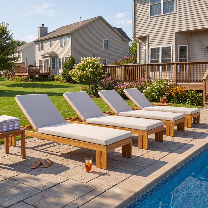 Outdoor Chaise Lounge With 5 Position Adjustable Backrest