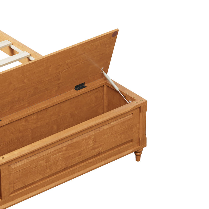 Sleigh Bed Frame With Tall Headboard And Storage Bench