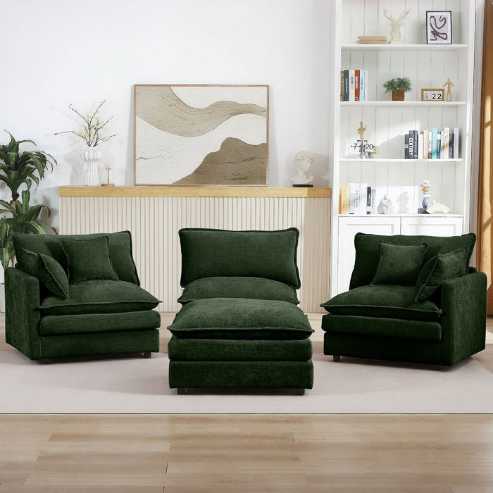 Modular L-Shaped Sectional Sofa With Movable Ottoman
