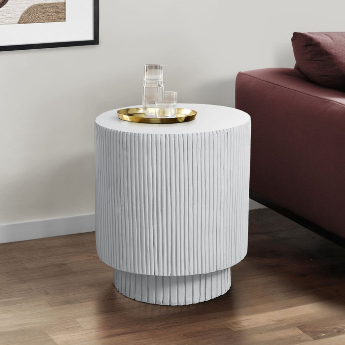 Round Accent Table, Indoor Outdoor - White