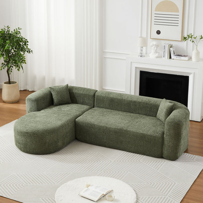 L - Shape Boneless Cloud Couch With 2 Throw Pillows For Living Room