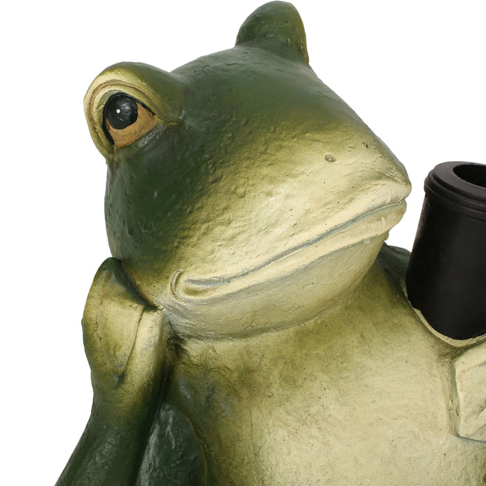 Charming Frog Prince Umbrella Base With Concrete Design - Green