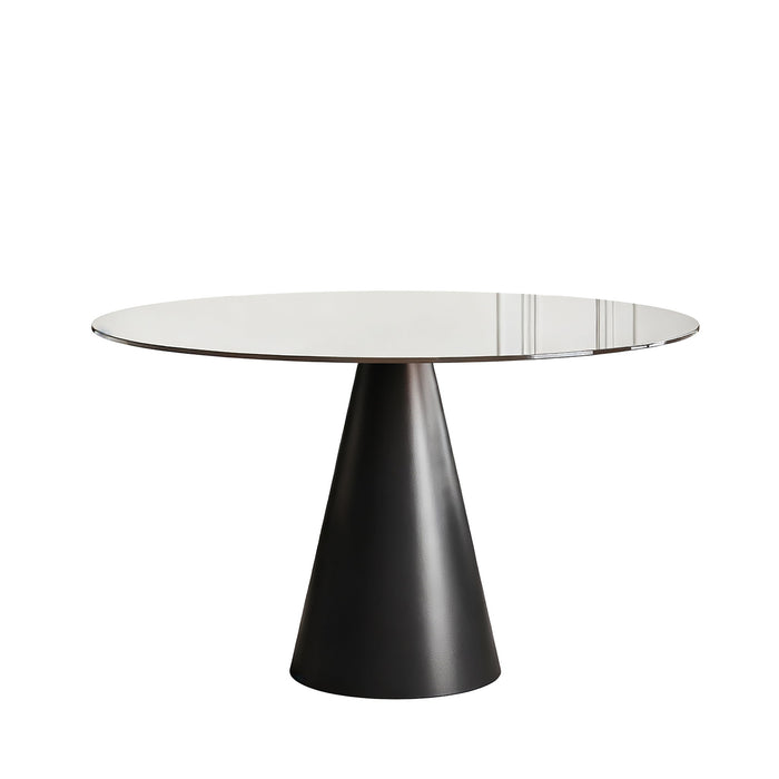 Round Dining Table & Glass Top - Black / Brown