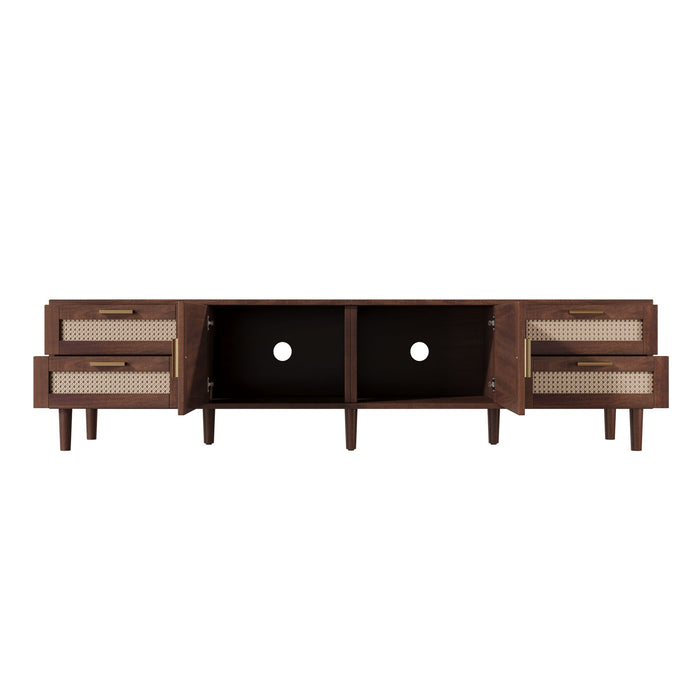 TV Stand, Media Console With 4 Drawers, Soft Closing Hinges - Dark Brown