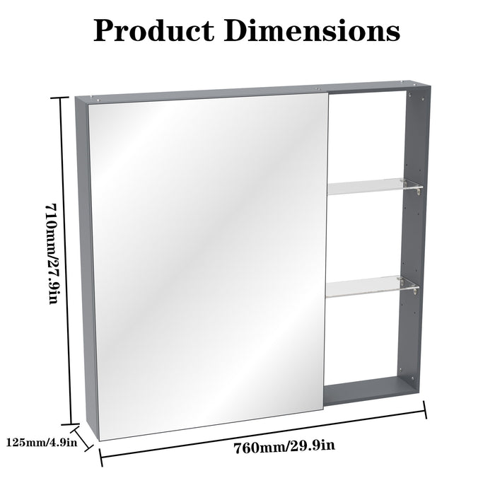 Medicine Cabinet, Wall Mounted Bathroom Mirror With Storage, Adjustable Shelves - Black Brown