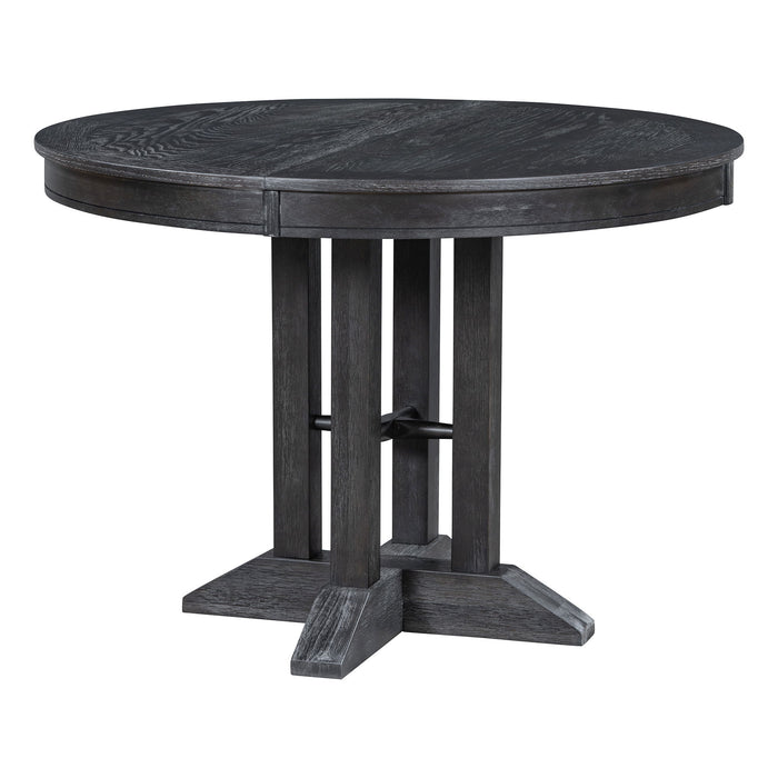 Dining Set & Extendable Round Table And 4 Upholstered Chairs