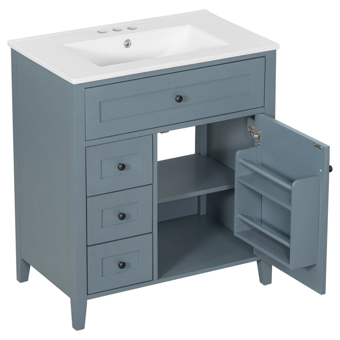 Bathroom Vanity With Sink, 3 Drawers And Adjustable Shelf, Freestanding Storage Unit