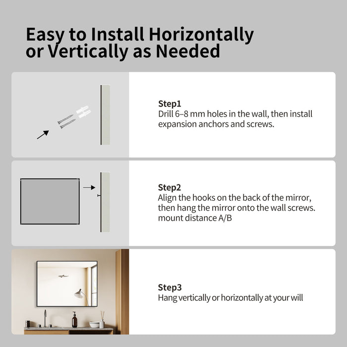 Framed Wall Mirror For Bathroom - Black