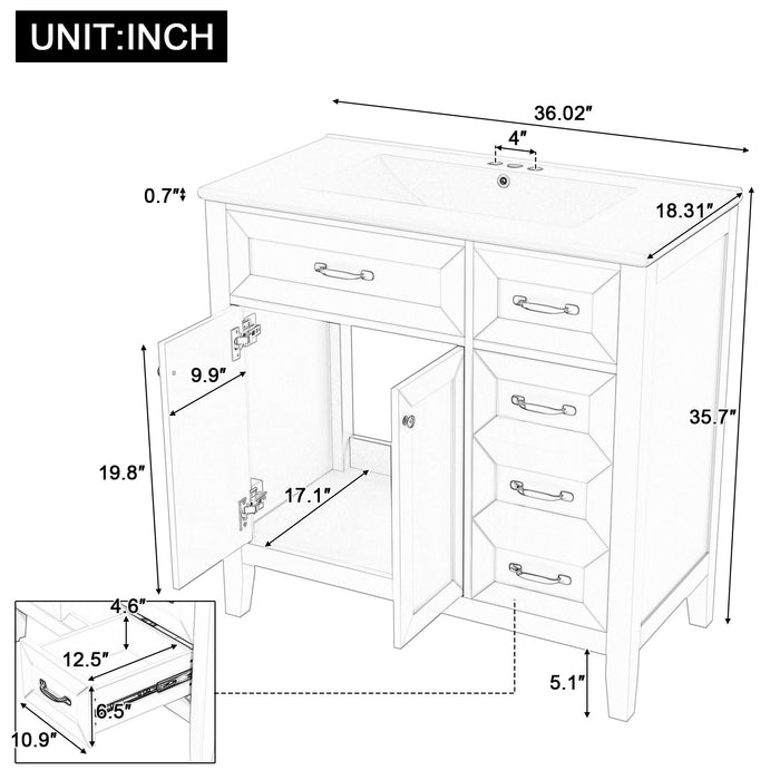 Modern Bathroom Vanity With Sink, Freestanding Design With Drawers And Doors