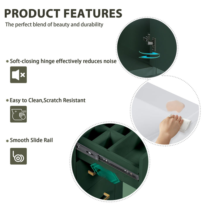 Bathroom Vanity With Sink, Storage Cabinet, Freestanding Set With 3 Drawers & Soft Closing Doors - Green