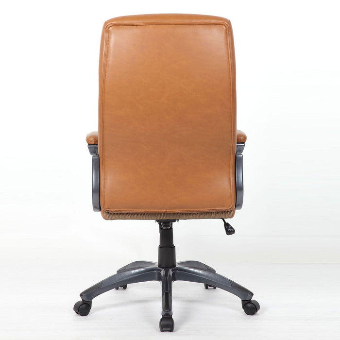 Executive Office High Back Ergonomic Desk Chair, Height Adjustable With Padded Armrest & 5 Point Base - Antique Brown