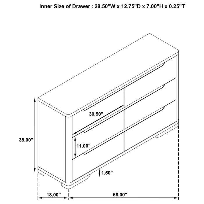 Mirador - 6 Drawer Bedroom Dresser - Natural