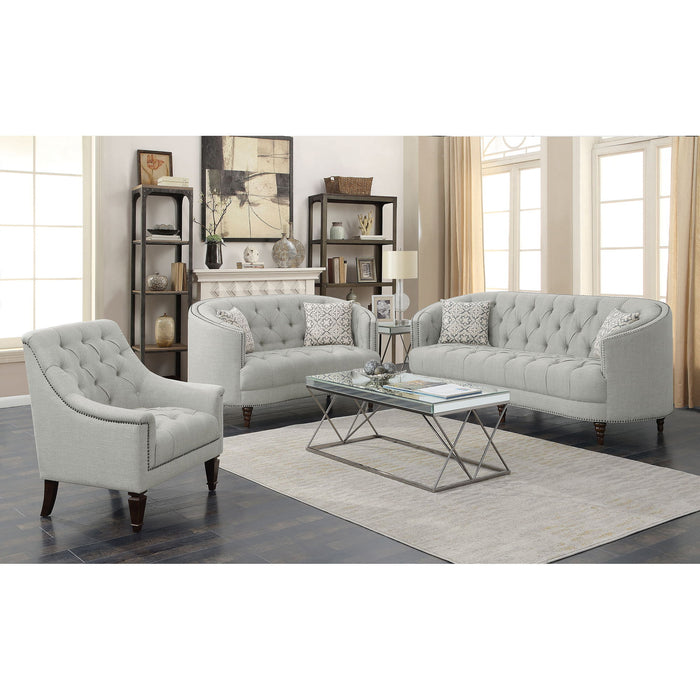 Veronica - Light Sloped Sofa With Tufted Elegant Upholstered Lounge Seating - Light Gray