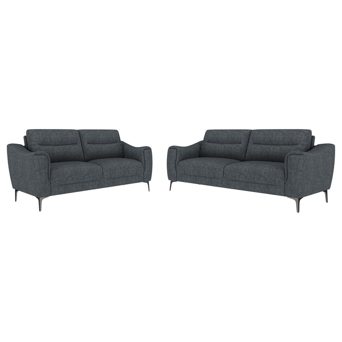 Oberle - 2 Piece Upholstered Sofa Set With Pocket Coil Seating - Charcoal