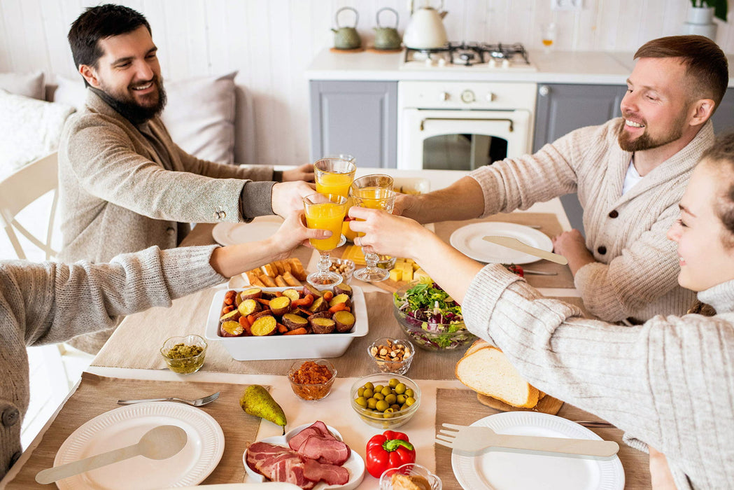 Wooden Compostable Utensils Set 300 Pieces 100 Forks 100 Spoons 100 Knives Sturdy Wood Disposable Cutlery Eco Friendly Biodegradable Utensils For Party Free From Plastic Cutlery Set For Eating - Natural Wood