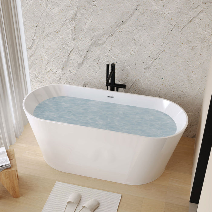 Glossy Freestanding Bathtub With Toe Tap Drain
