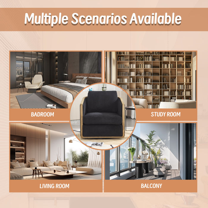 Corduroy Barrel Chair, 360 Degree Swivel