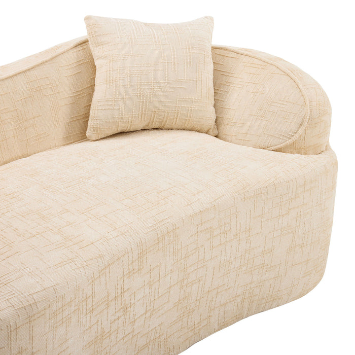 Curved 2 Person Compress Sofa With Armrests, Includes Pillows