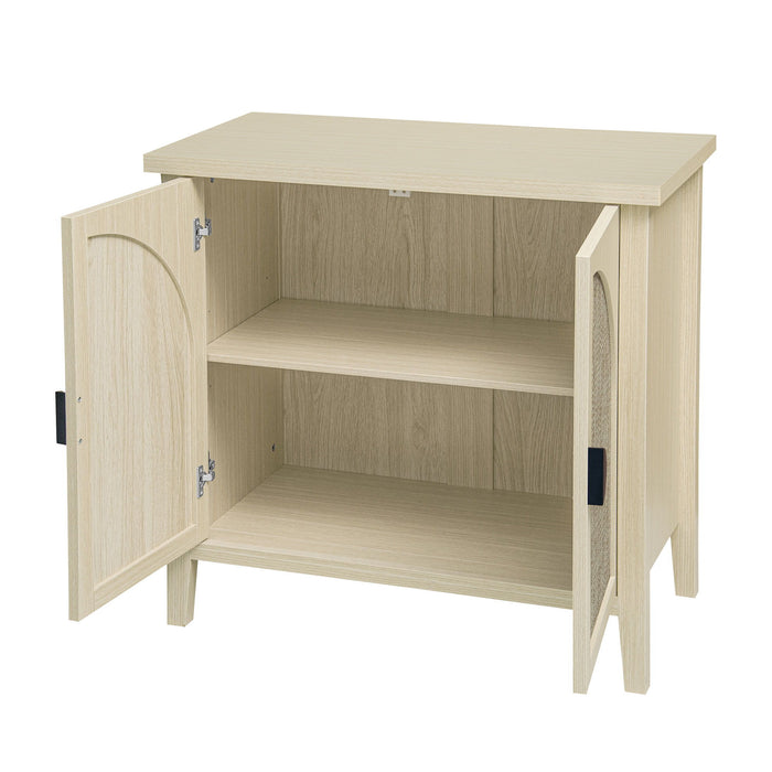 Rattan 2 Door Cabinet, Suitable For Bedroom - Natural