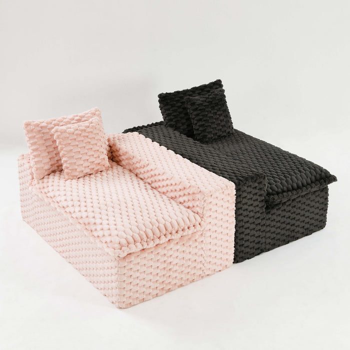 Multifunctional Sofa Pink Black, Fits 4 People
