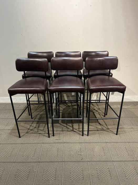 S/6 Brown Leather Barstoons