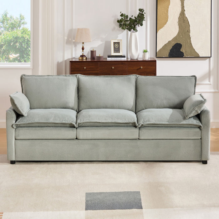 Modern 3 Seater Sofa With Side Storage Pockets For Living Room
