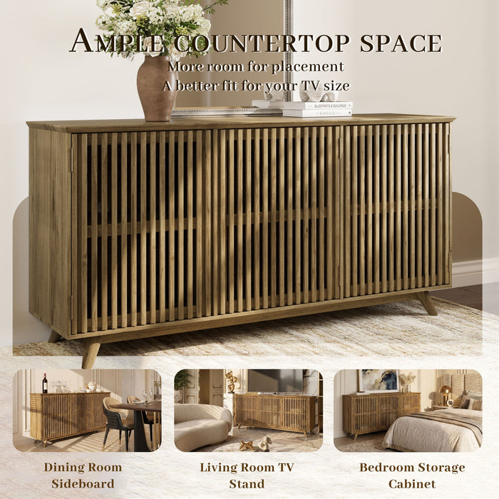TV Stand With Adjustable Shelf - Natural