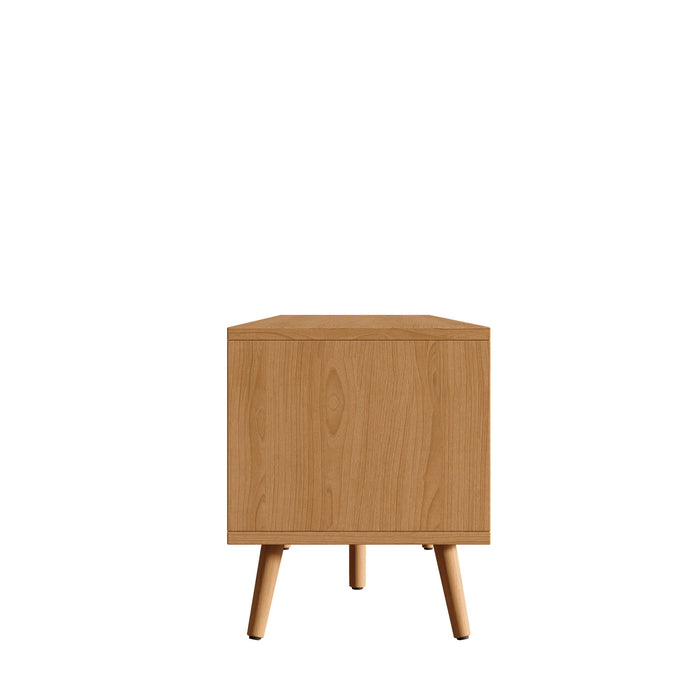 TV Stand, Media Console, 2 Drawers & Cable Management - Natural Wood