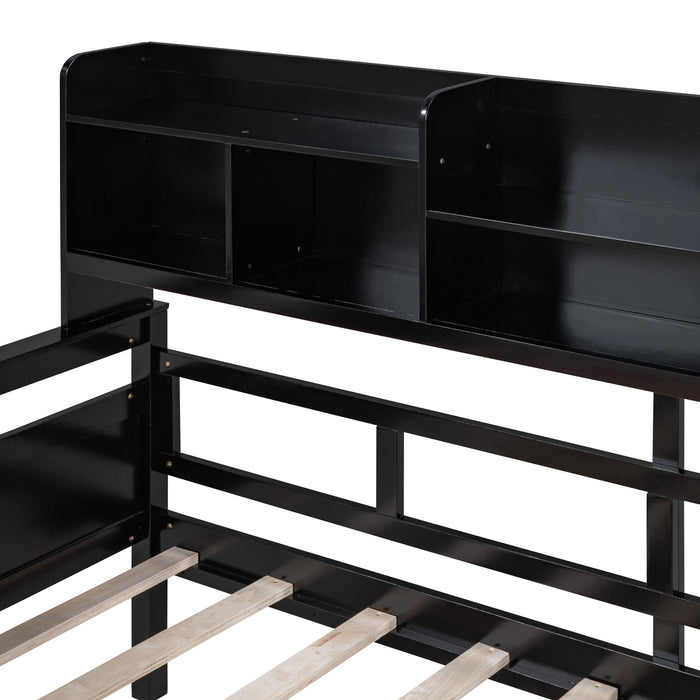 Daybed, Slat Support, With Bedside Shelves And 2 Drawers
