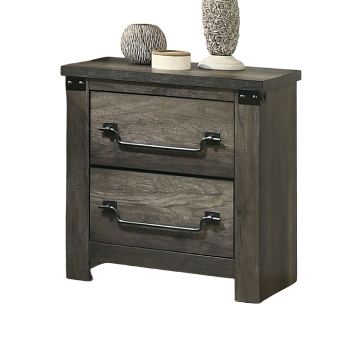 Nightstand, 2 Drawer Storage - Gray