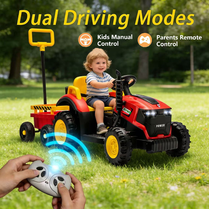 Kids Electric Ride On Tractor With Trailer