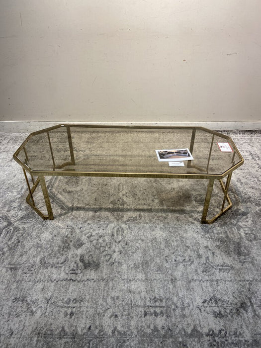 Glass Top Brass Coffee Table