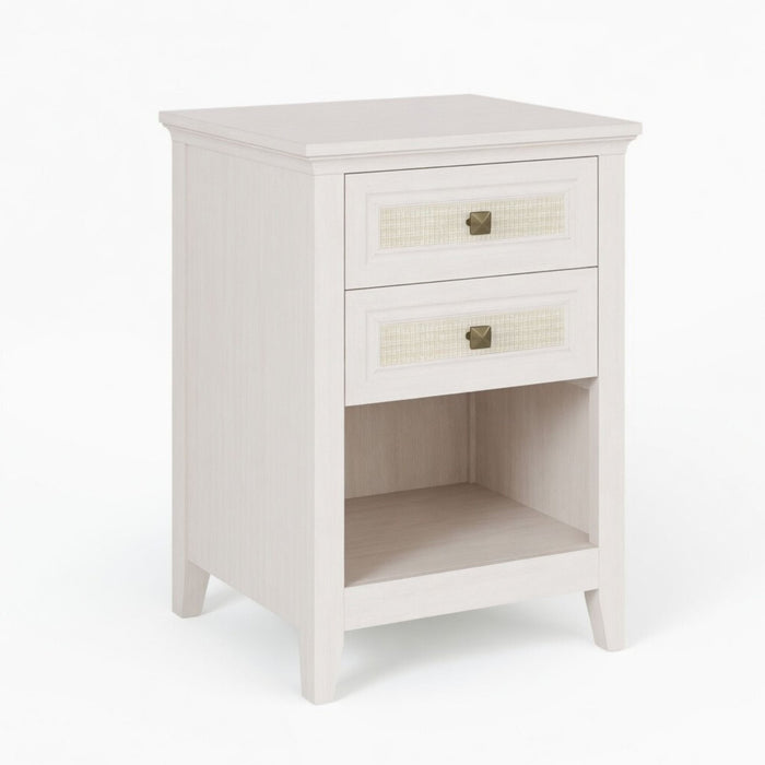 Nightstand With 2 Drawers & Shelf - White