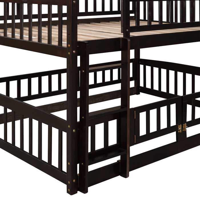 Low Bunk Bed With Slide, Fence And Ladder