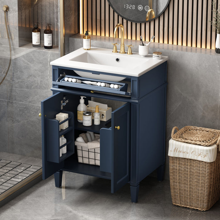 Modern Bathroom Vanity With Tip-Out Drawer And Soft-Close Hinges