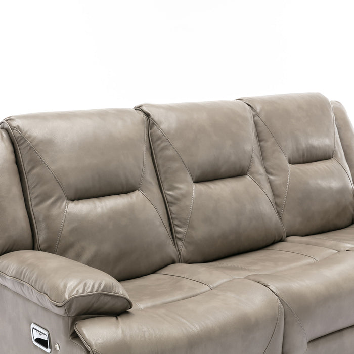 3 Seater Home Theater Recliner Manual Recliner Chair With A LED Light Strip Two Built-In Cup Holders For Living Room